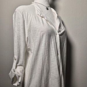 James Perse Womens Cotton Modal Blend Eggshell White Costal Chic Gauze Blouse L